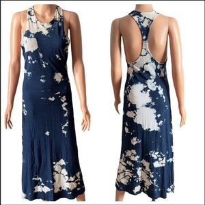 Cotton Citizen Blue and White Tie-Dye Midi Dress